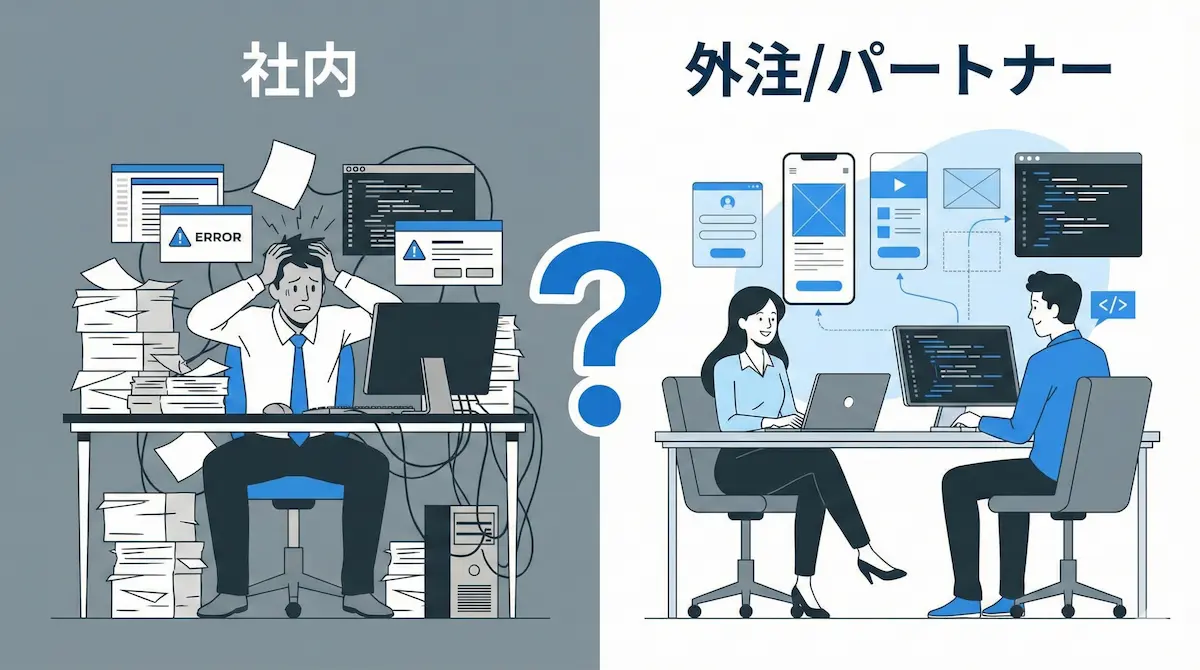 Web担当者は「社内で育てる」or「外注する」?中小企業が失敗しないWeb体制の作り方